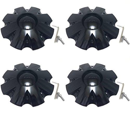 Set (4pcs) KMC Gloss Black Wheel Center Hub Caps for KM651 Slide - The Center Cap Store Set (4pcs) KMC Gloss Black Wheel Center Hub Caps for KM651 Slide - The Center Cap Store