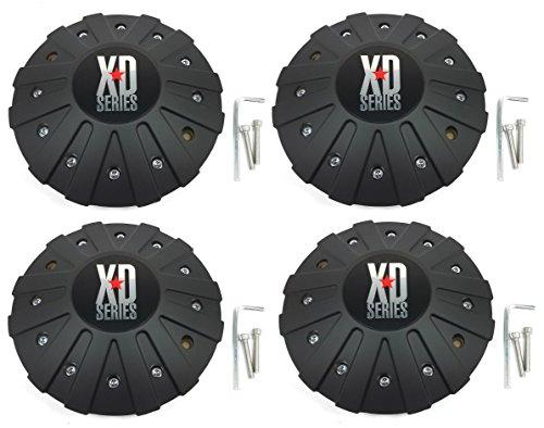 Set (4pcs) KMC XD Series Black Custom Wheel Center Hub Cap 8 1/8" reference image