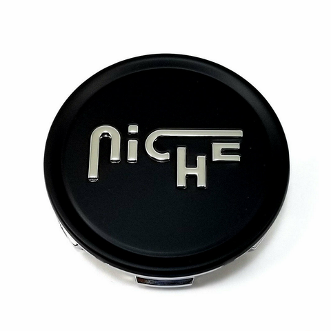 Niche 1PC NICHE 2.70" FLAT Center Cap-MT-Black SILVER LOGO - 1003-22MBS product image