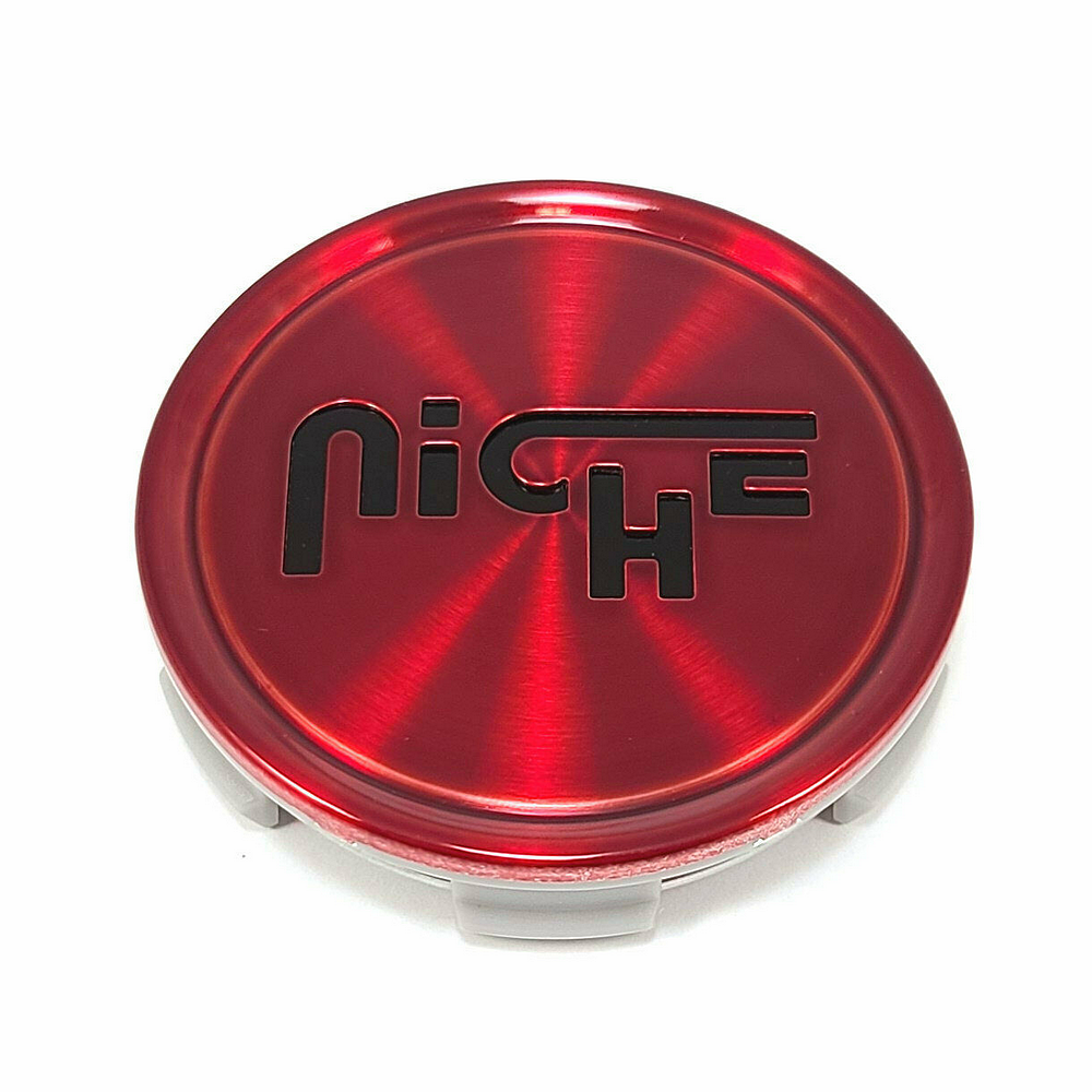 Niche 1PC NICHE 2.70"FLAT Center Cap-GL-Red LOGO IN Black - 1003-22QLB product image