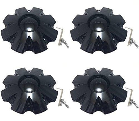 Set (4pcs) KMC Gloss Black Wheel Center Hub Caps for KM651 Slide - The Center Cap Store